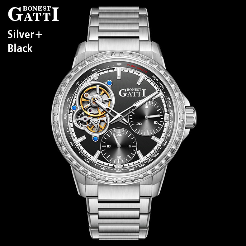 BONEST GATTI  Automatic Movement Round Shaped Case Skeleton 5ATM Watch BG8802