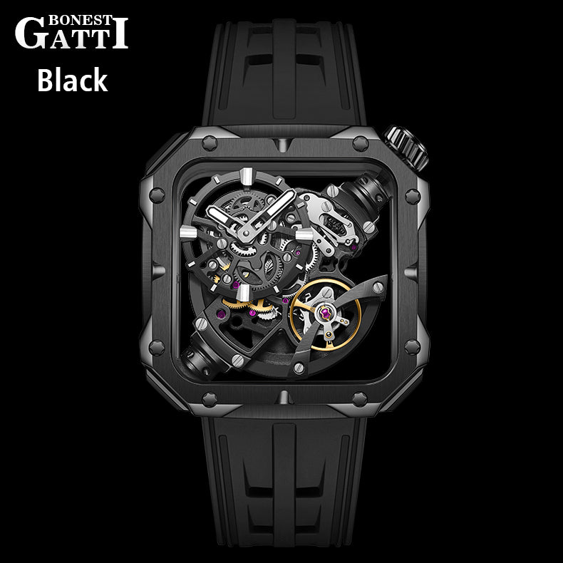 BONEST GATTI Automatic Movement Square shaped Case Fluororubber Strap Luminous BG5804