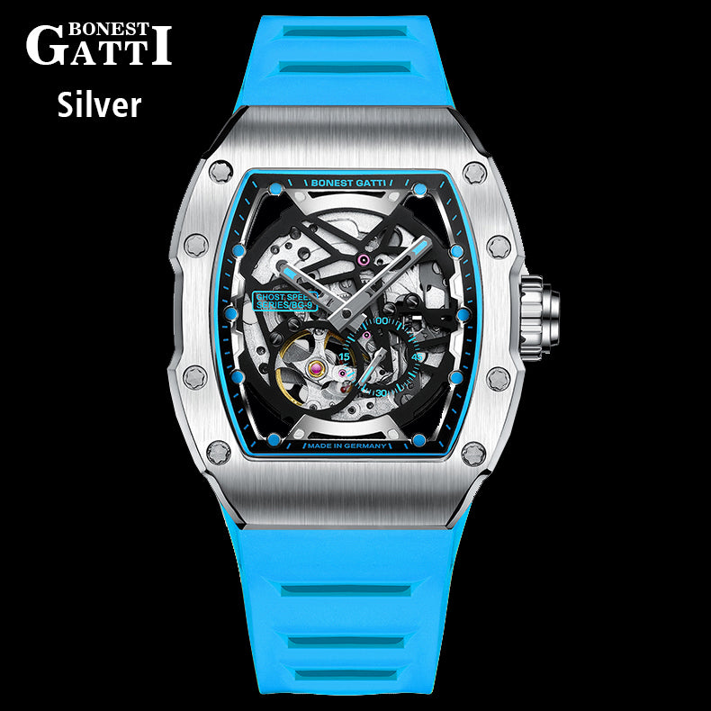 BONEST GATTI CITIZEN Skeleton Automatic Mechanical Movement Sapphire Barrel  shaped Case Luminous BG9901-A