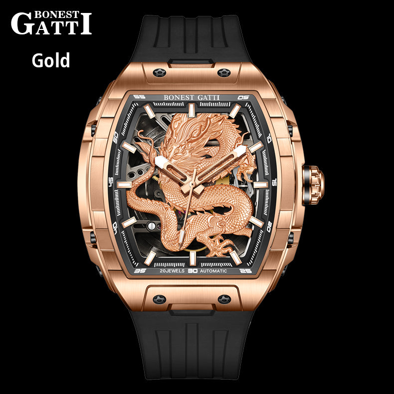 BONEST GATTI Barrel Dragon Men's Automatic Mechanical Watch Luminous GB5606