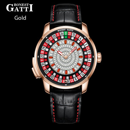 Bonest Gatti Gemstone European Roulette game watch Automatic Movement Handcrafted Zircon Setting Dail BG 8004