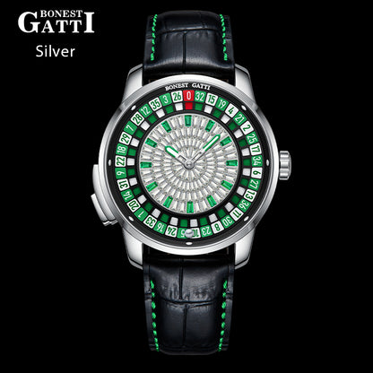 Bonest Gatti Gemstone European Roulette game watch Automatic Movement Handcrafted Zircon Setting Dail BG 8004
