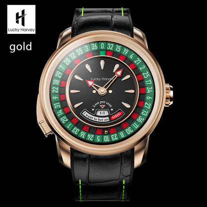 Lucky Harvey Automaton Player Series European Roulette Gold case 18K GOLD BALL Automatic Watch