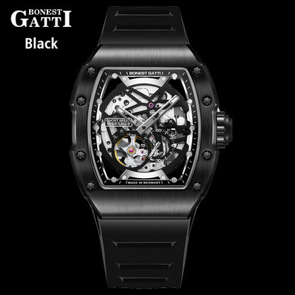 BONEST GATTI  CITIZEN Skeleton Automatic Mechanical Movement Sapphire Barrel shaped Case Luminous BG9901-A