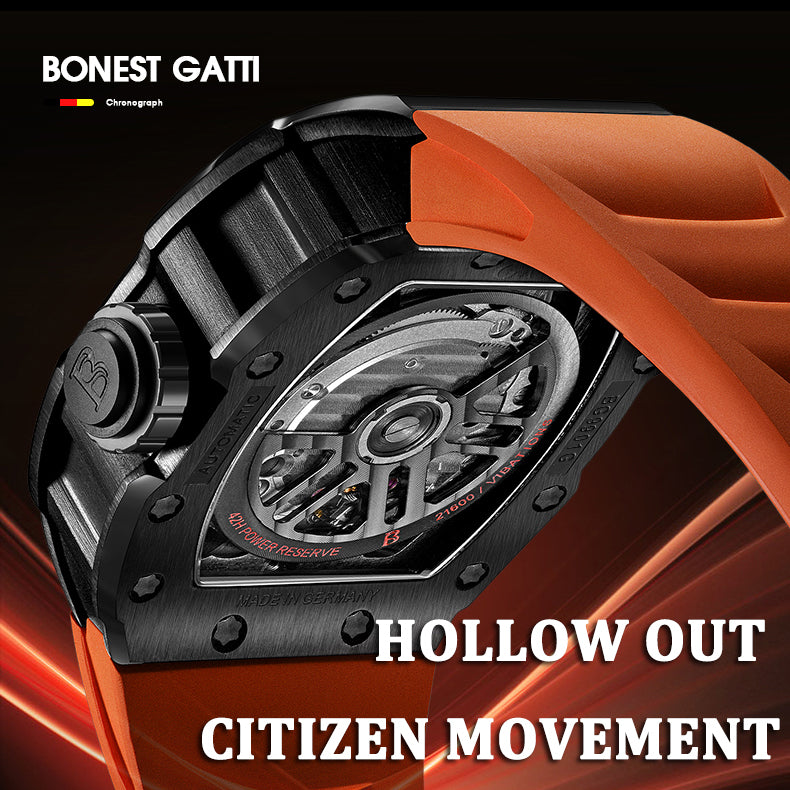 BONEST GATTI Barrel Men's Automatic Mechanical Watch Citizen Movement Luminous BG9901-A