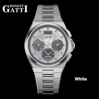 BONEST GATTI Automatic Men Watch Date Week Month Display Self Wind Movement Sapphire Crystal Luminous Watch BG8006