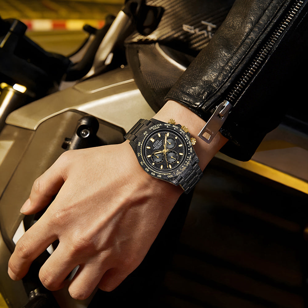 BONEST GATTI Full Carbon Fiber Automatic Chronograph Men Watch BG9012