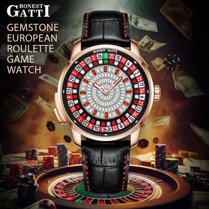 Bonest Gatti Gemstone European Roulette game watch Automatic Movement Handcrafted Zircon Setting Dail BG 8004