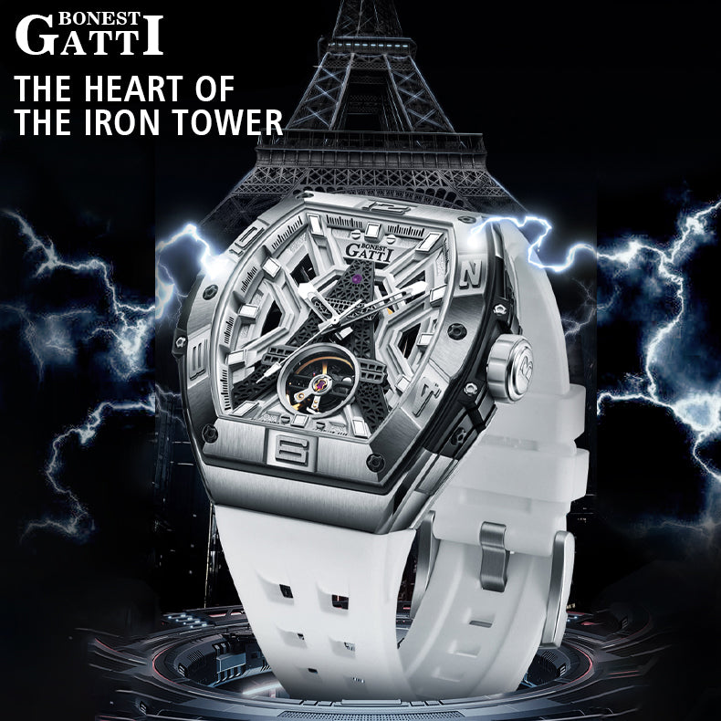 BONEST GATTI  Tower Theme Barrel shaped watch Skeleton Movement Watch BG9970