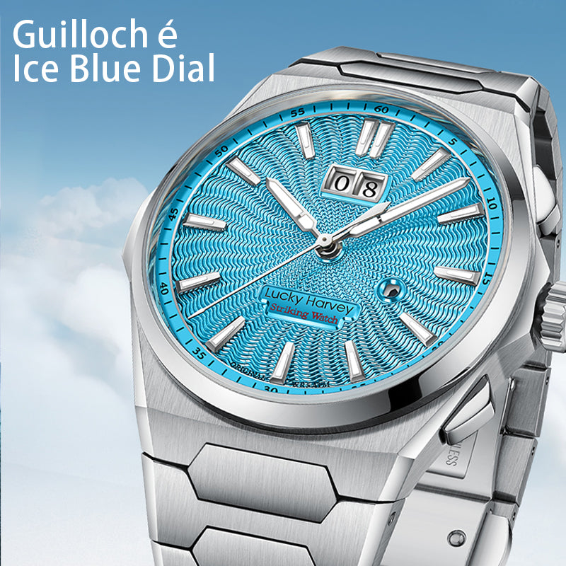 LUCKY HARVEY Chiming Automatic Sound Of Nature Guilloché Dial Big Date  Watch Limited Edition 300 PCS