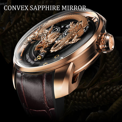 LUCKY HARVEY Green Dragon Automaton watch Round shaped Case Luminous