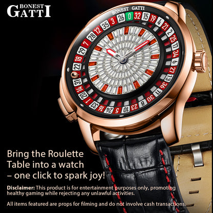 Bonest Gatti Gemstone European Roulette game watch Automatic Movement Handcrafted Zircon Setting Dail BG 8004