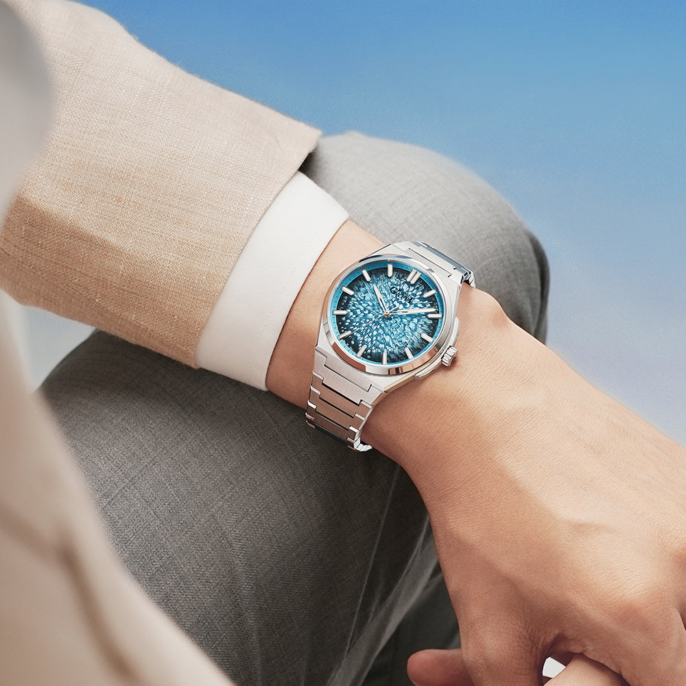 BONEST GATTI Automatic Men Watch Ice Crack Pattern Dial Self Wind Movement Sapphire Crystal Luminous Business Watch BG8013