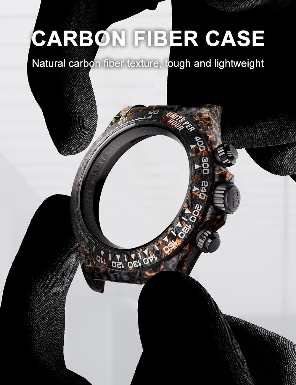 BONEST GATTI Carbon Fiber Automatic Chronograph Watch Self Wind Sapphire Crystal Luminous Waterproof Men Watch BG9010