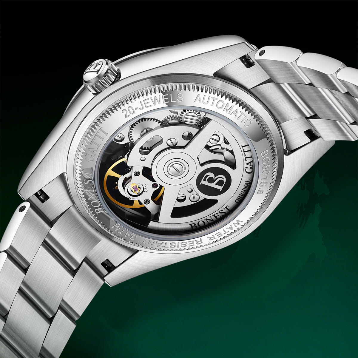 BONEST GATTI Enamel Dial Luminous Horse Automatic Watch BG8015