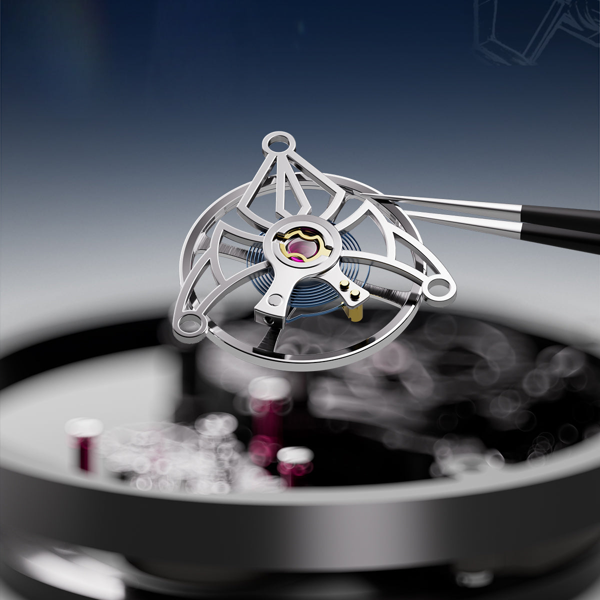 BONEST GATTI K9 Cryatal Case Strap Automatic Skeleton Tourbillon Watch BG7007
