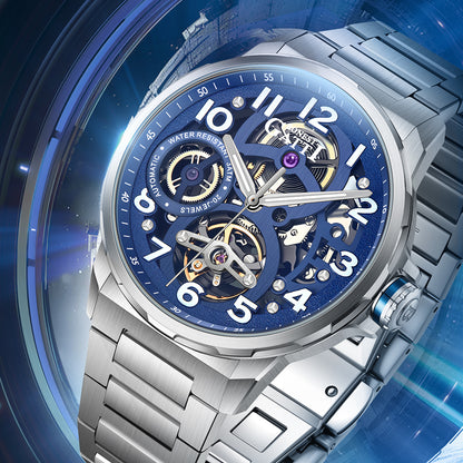 BONEST GATTI Automatic Skeleton Watch Self Wind Movement Sapphire Crystal Luminous Watch BG8010