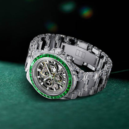 BONEST GATTI K9 Cryatal Case Strap Automatic Chronograph Watch BG6009