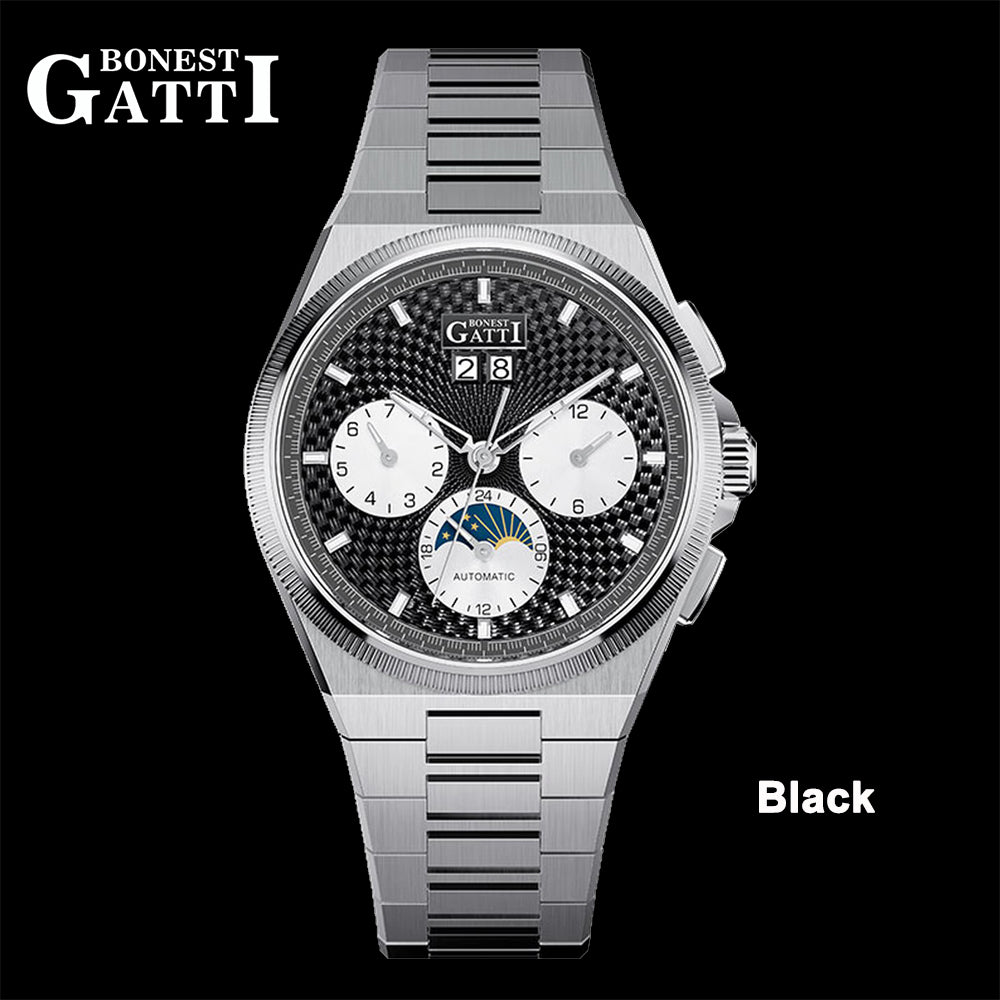 BONEST GATTI Automatic Men Watch Date Week Month Display Self Wind Movement Sapphire Crystal Luminous Watch BG8006