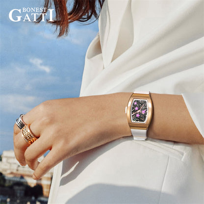 BONEST GATTI Women's Mechanical Watch Luxury Brand Sapphire Rubber Citizen Movement Ladies Automatic Waterproof Girl Wristwatch BG8901