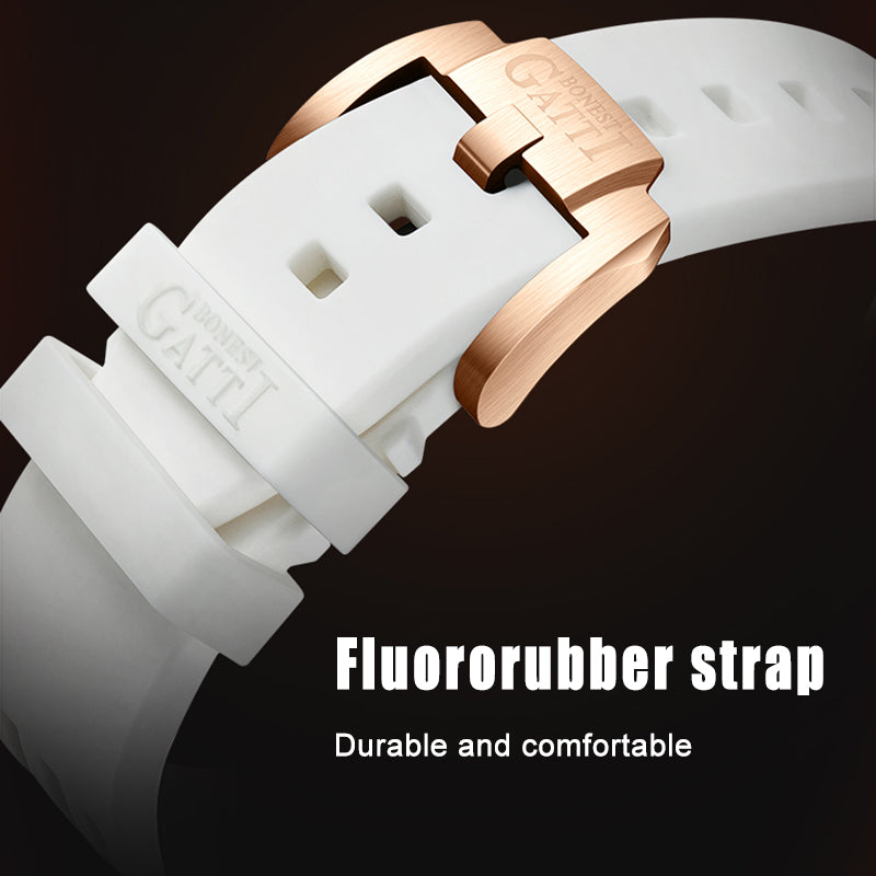 BONEST GATTI Automatic Tonneau Watch Calendar Week Display Skeleton Self Wind Movement Sapphire Crystal Luminous Watch BG5005