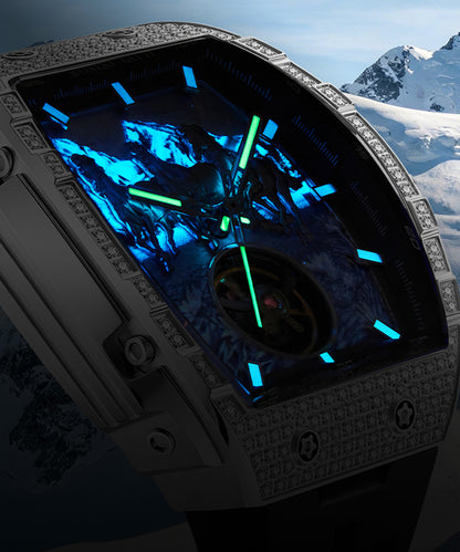 BONEST GATTI Horse Automatic Tonneau Men Watch Zircon Bezel Skeleton Self Wind Movement Sapphire Crystal Luminous Watch BG5006
