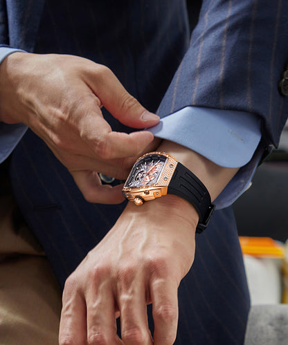 BONEST GATTI Horse Automatic Tonneau Men Watch Zircon Bezel Skeleton Self Wind Movement Sapphire Crystal Luminous Watch BG5006