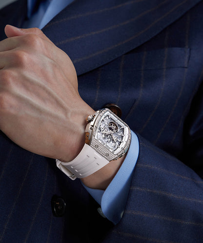 BONEST GATTI Horse Automatic Tonneau Men Watch Zircon Bezel Skeleton Self Wind Movement Sapphire Crystal Luminous Watch BG5006