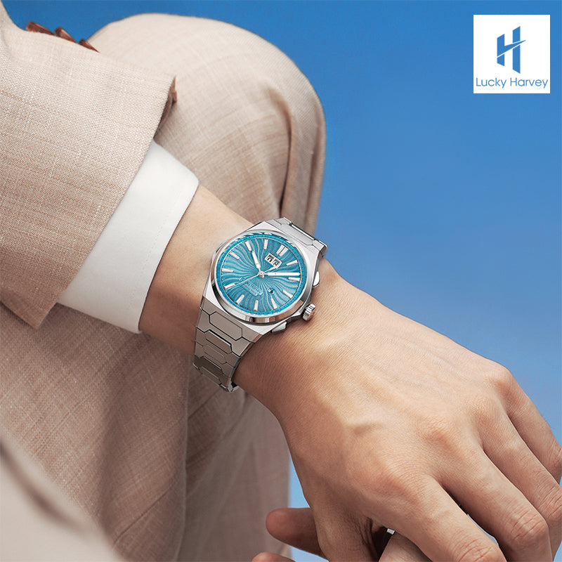 LUCKY HARVEY Chiming Automatic Sound Of Nature Guilloché Dial Big Date  Watch Limited Edition 300 PCS