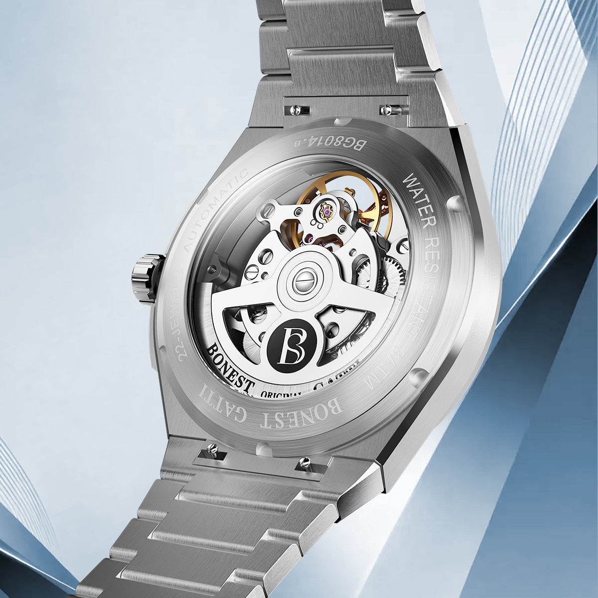 BONEST GATTI Guilloché Pattern Dial Automatic Men Watch BG8014