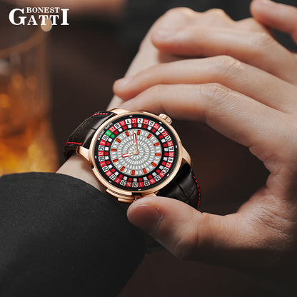 Bonest Gatti Gemstone European Roulette game watch Automatic Movement Handcrafted Zircon Setting Dail BG 8004