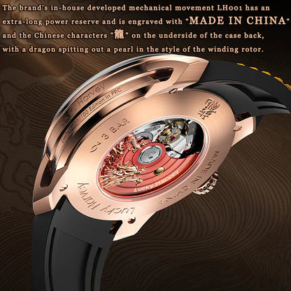 2024 Red/Green Enamel Dragon Scale 999 Gold Pearl Automaton Automatic Watch Limited Edition 100PCS Lucky Harvey