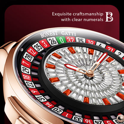 Bonest Gatti Gemstone European Roulette game watch Automatic Movement Handcrafted Zircon Setting Dail BG 8004