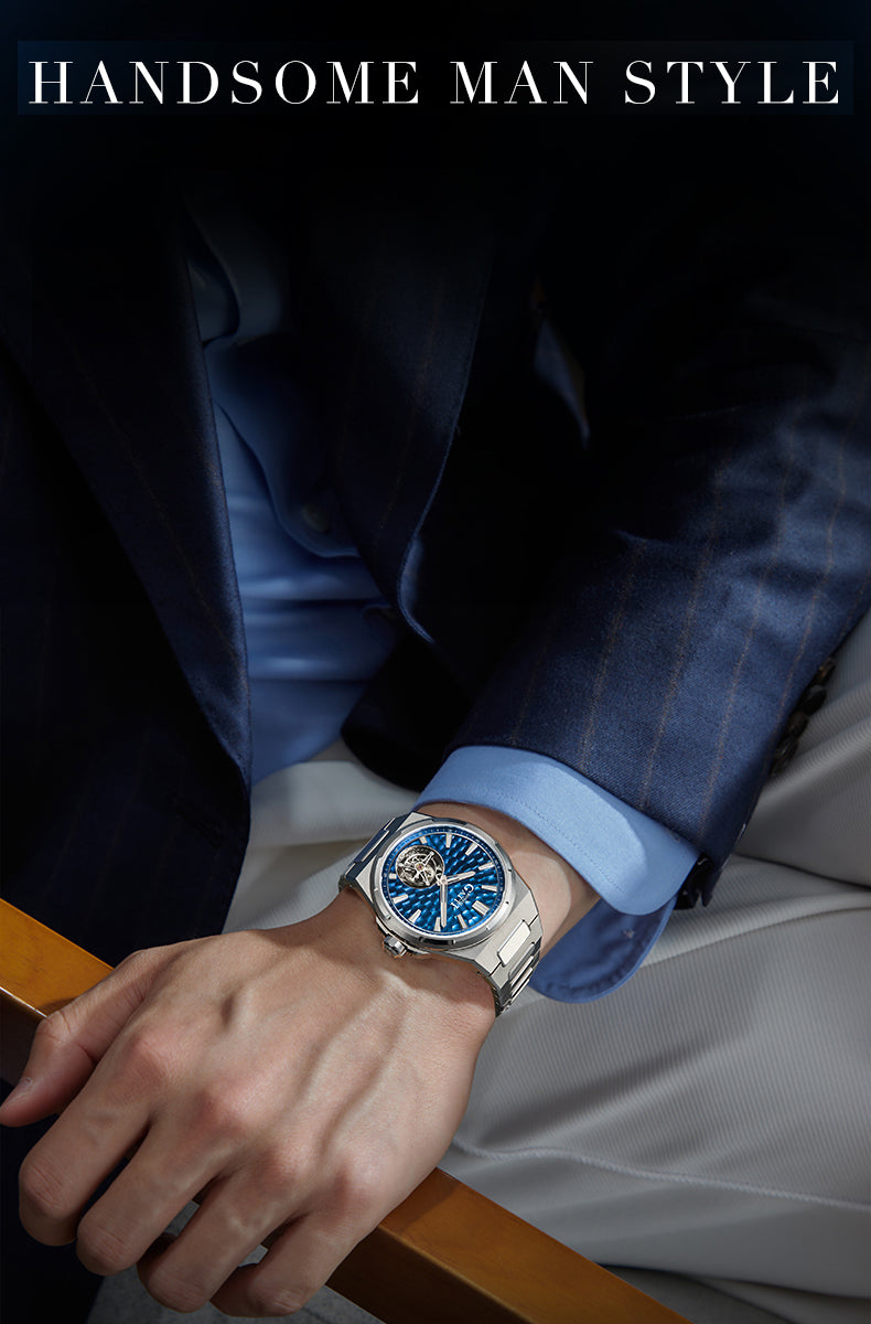 BONEST GATTI Hammer Pattern Automatic Tourbillon Watch Self Wind 80H Power Reserve Sapphire Crystal Luminous Watch BG7005