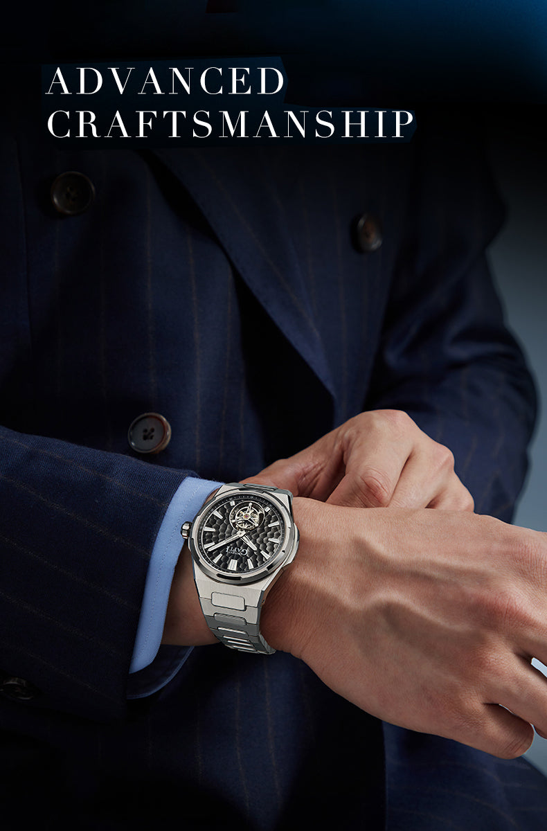 BONEST GATTI Hammer Pattern Automatic Tourbillon Watch Self Wind 80H Power Reserve Sapphire Crystal Luminous Watch BG7005