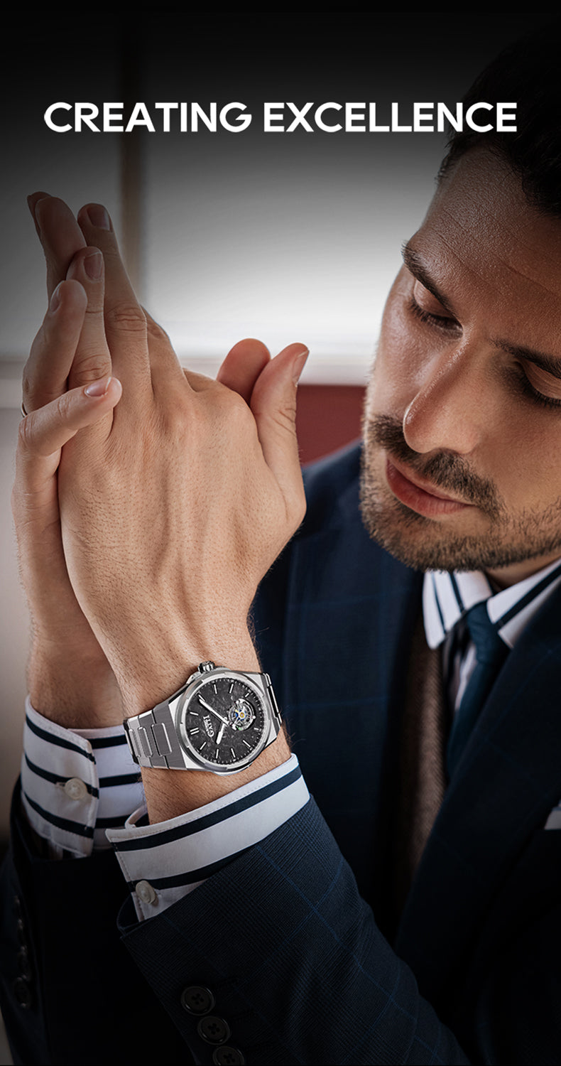 BONEST GATTI Carbon Fiber Luminous Dial Automatic Tourbillon Watch Self Wind Sapphire Crystal Men Watch BG7006