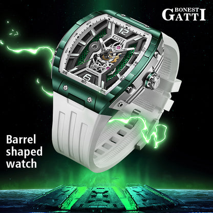 BONEST GATTI Barrel shaped Skeleton Movement Watch Luminous BG5601