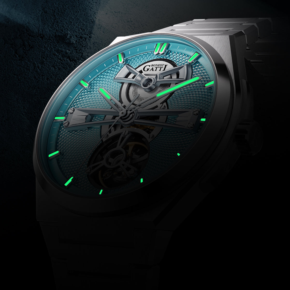 BONEST GATTI Guilloché Pattern Dial Automatic Men Watch BG8014
