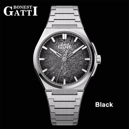 BONEST GATTI Automatic Men Watch Ice Crack Pattern Dial Self Wind Movement Sapphire Crystal Luminous Business Watch BG8013