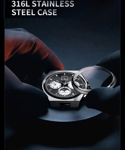 BONEST GATTI Automatic Men Watch Date Week Month Display Self Wind Movement Sapphire Crystal Luminous Watch BG8006