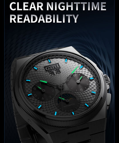 BONEST GATTI Automatic Men Watch Date Week Month Display Self Wind Movement Sapphire Crystal Luminous Watch BG8006