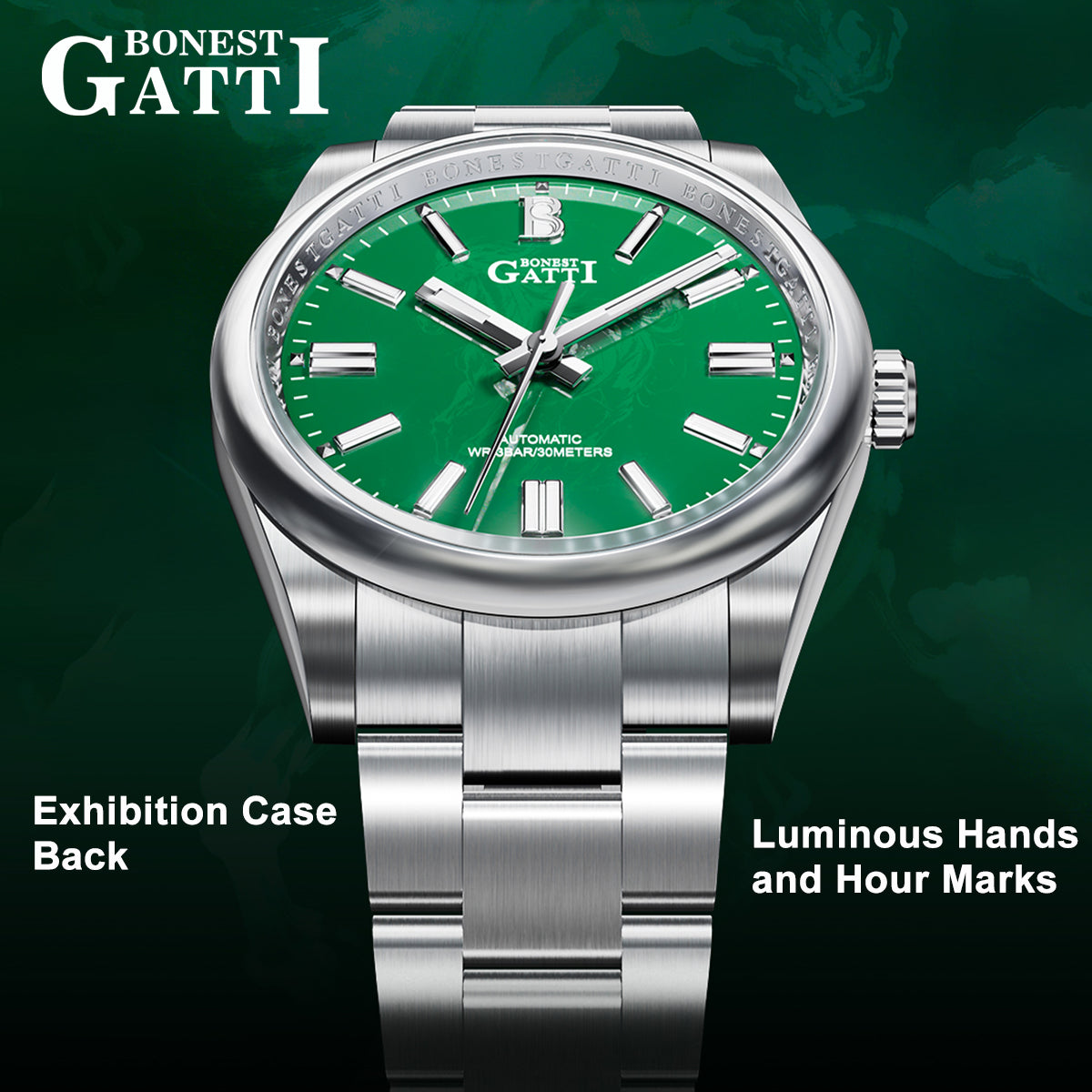BONEST GATTI Enamel Dial Luminous Horse Automatic Watch BG8015