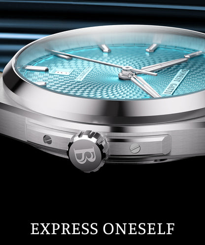 BONEST GATTI Automatic Men Watch Guilloché Pattern Date Display Self Wind Movement Sapphire Crystal Luminous Business Watch BG8012