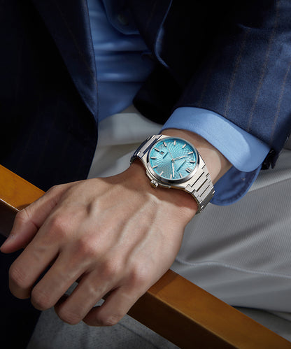 BONEST GATTI Automatic Men Watch Guilloché Pattern Date Display Self Wind Movement Sapphire Crystal Luminous Business Watch BG8012