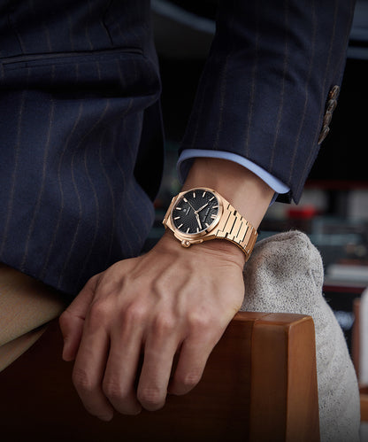 BONEST GATTI Automatic Men Watch Guilloché Pattern Date Display Self Wind Movement Sapphire Crystal Luminous Business Watch BG8012