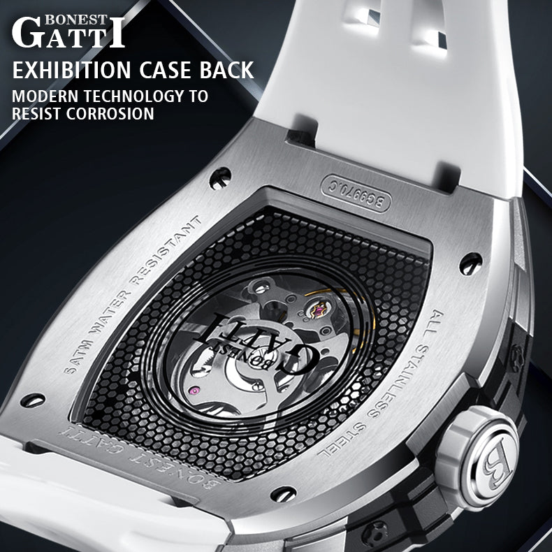 BONEST GATTI  Tower Theme Barrel shaped watch Skeleton Movement Watch BG9970