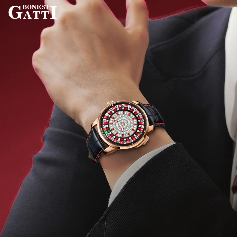 Bonest Gatti Gemstone European Roulette game watch Automatic Movement Handcrafted Zircon Setting Dail BG 8004