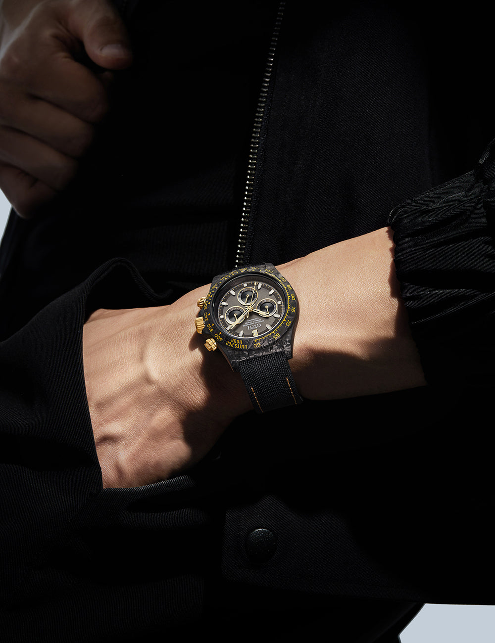 BONEST GATTI Carbon Fiber Automatic Chronograph Watch Self Wind Sapphire Crystal Luminous Waterproof Men Watch BG9010