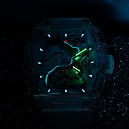 BONEST GATTI Carbon fiber + Aluminum alloy Case Barrel shaped road of climb 3D Mountain climber pattern Skeleton Movement Sapphire Crystal Watch BG9002