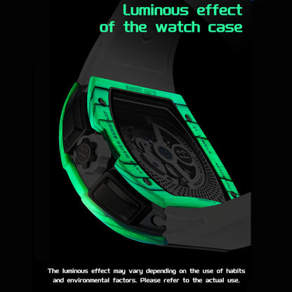 BONEST GATTI Automatic Tonneau Watch Carbon Fiber Month Week Date Display Skeleton Self Wind Movement Sapphire Crystal Luminous Watch BG9007